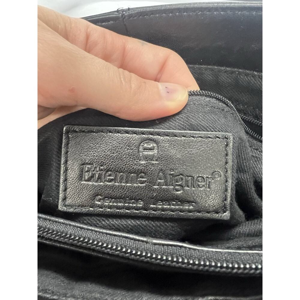 Vintage Genuine Leather Crossbody Purse By Etienne Aigner Black Classic Handbag - Picture 4 of 10